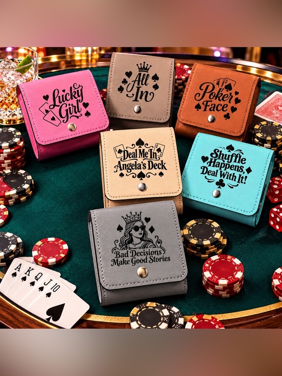 SomethinSnazy Other - NEW Leatherette Customized Playing Card Holder Pick one